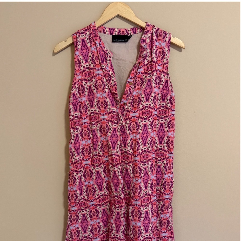 Summer Pink Purple Sleeveless Tie Back Shift‎ Mini Dress Size 4